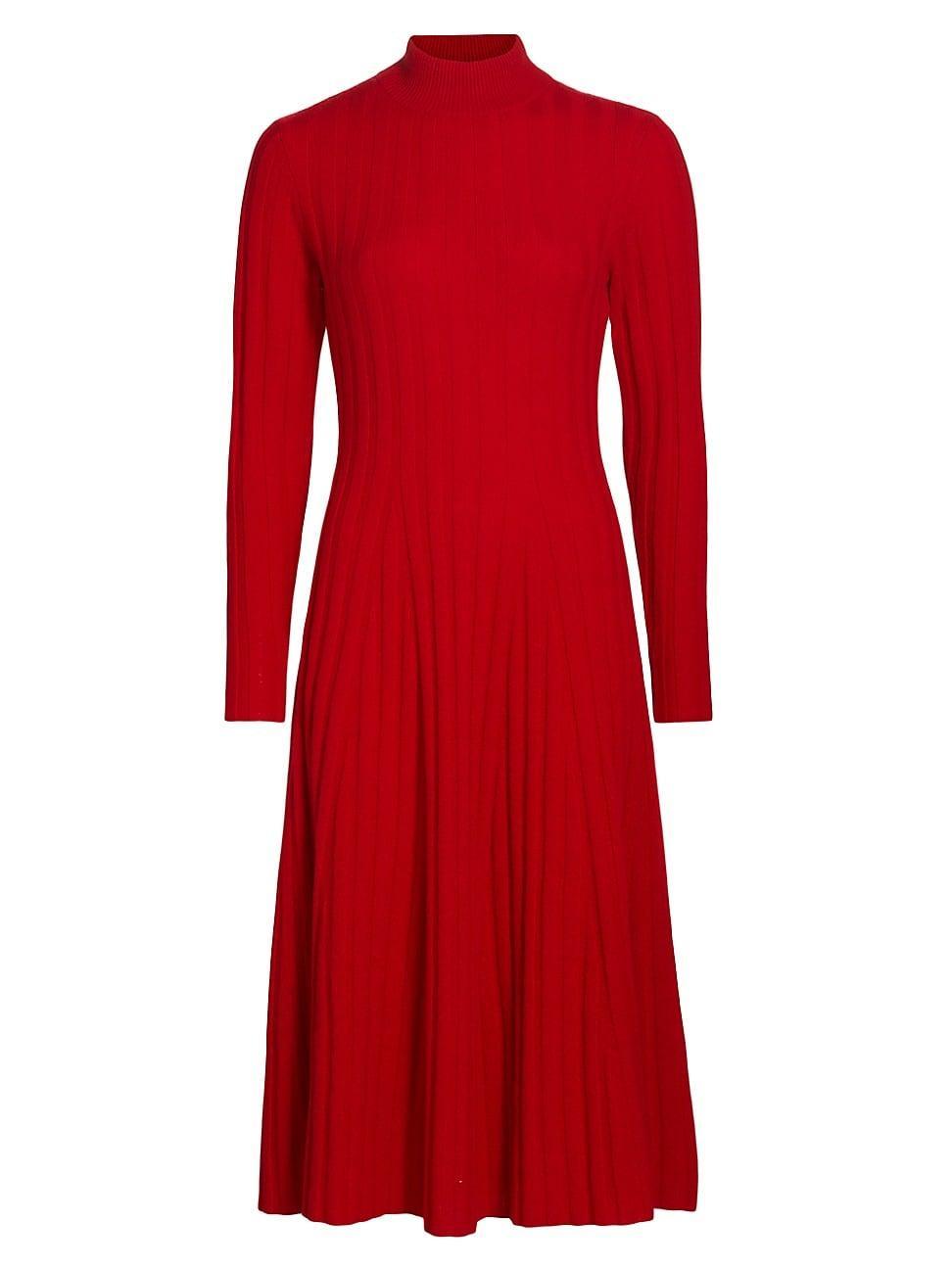 Womens Rib-Knit Cashmere A-Line Midi-Dress product image