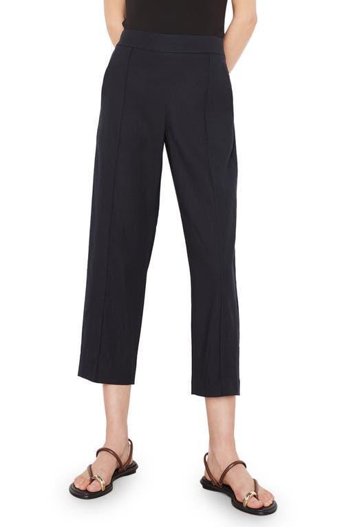 Pintuck Tapered Crop Linen Blend Trousers In Marina Product Image