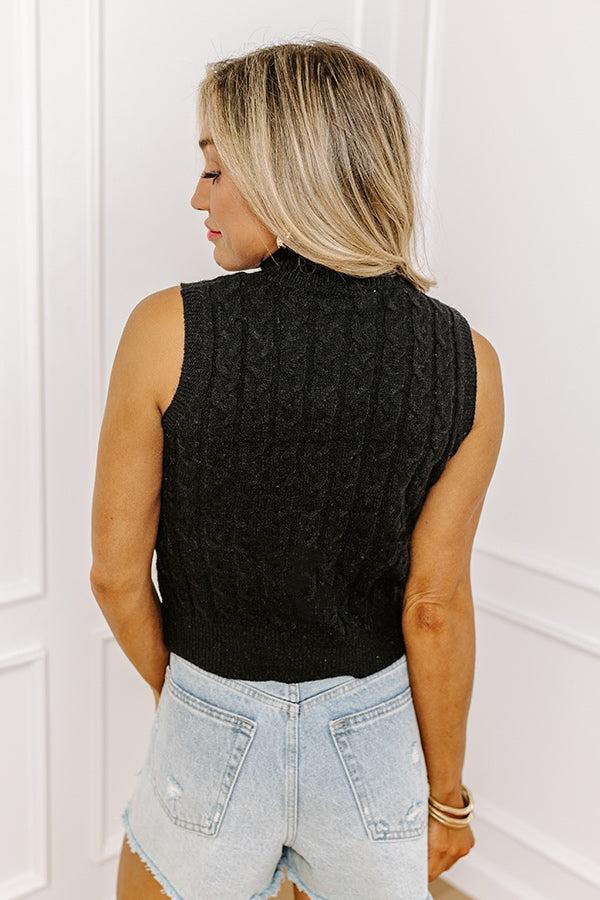 Cool Touch Knit Sweater Top in Black Product Image