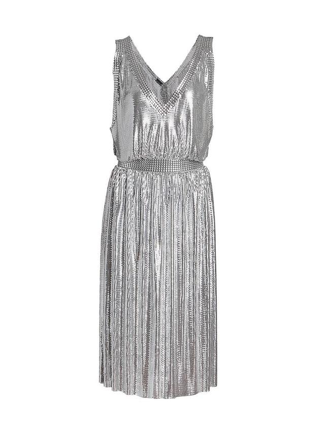 Womens Metallic V-Neck Dress Product Image