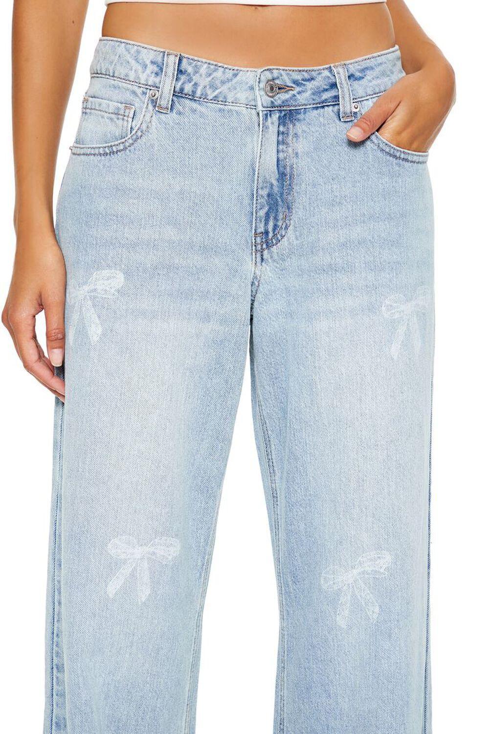 Mid-Rise Bow Baggy Jeans | Forever 21 Product Image