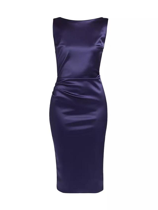 Ajour Satin Boatneck Midi-Dress Product Image