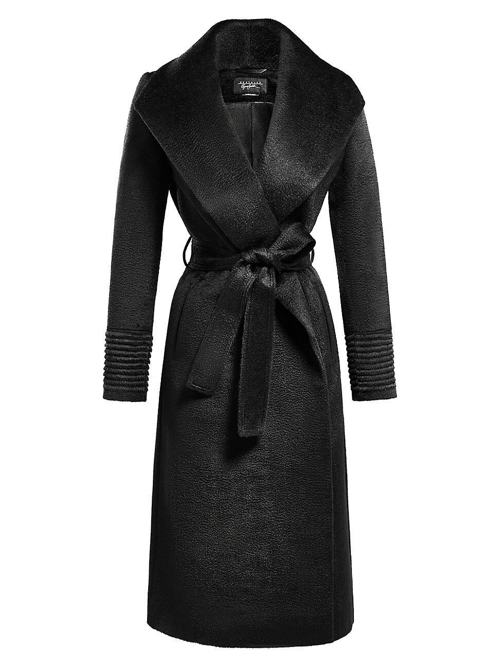 Womens Belted Alpaca-Blend Wrap Coat Product Image