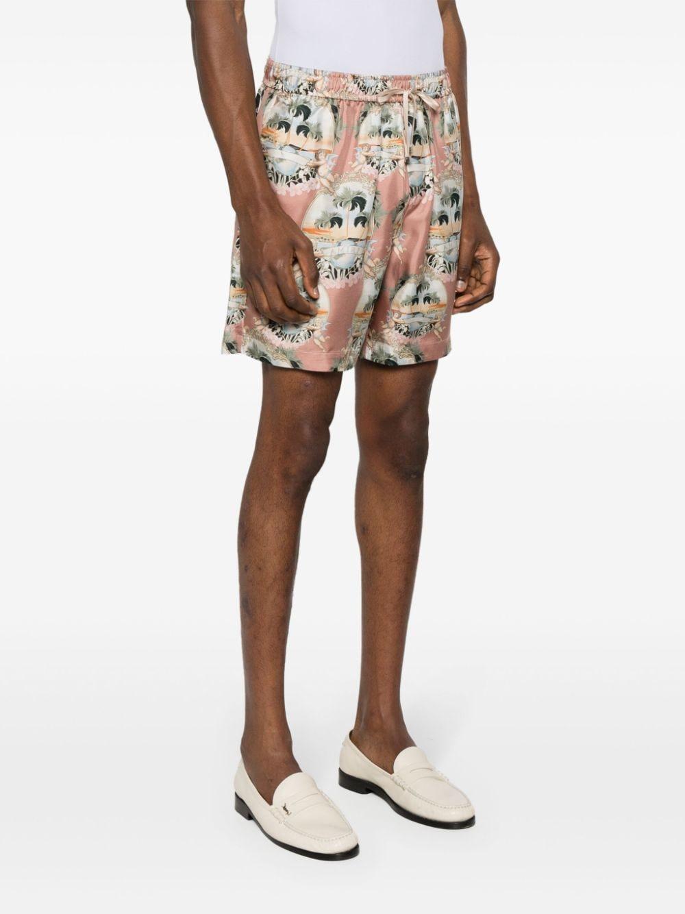 Graphic-print Silk Shorts In Multicolour Product Image