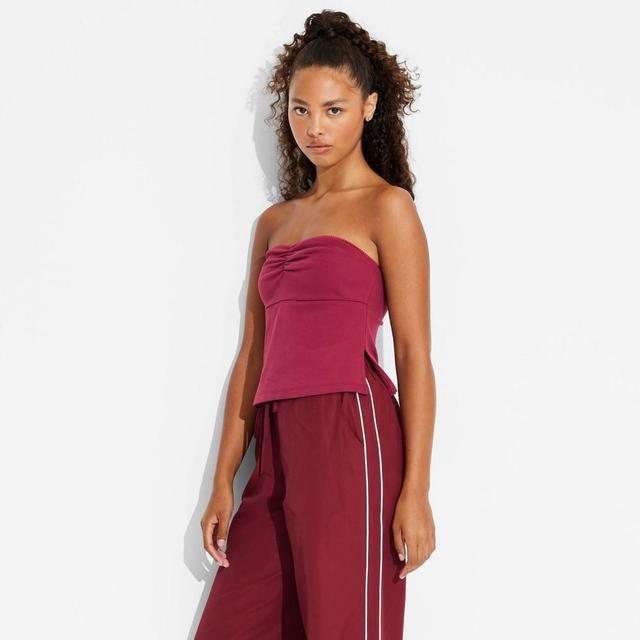 Womens Game Day Ribbed Tube Top - Wild Fable Maroon L Product Image