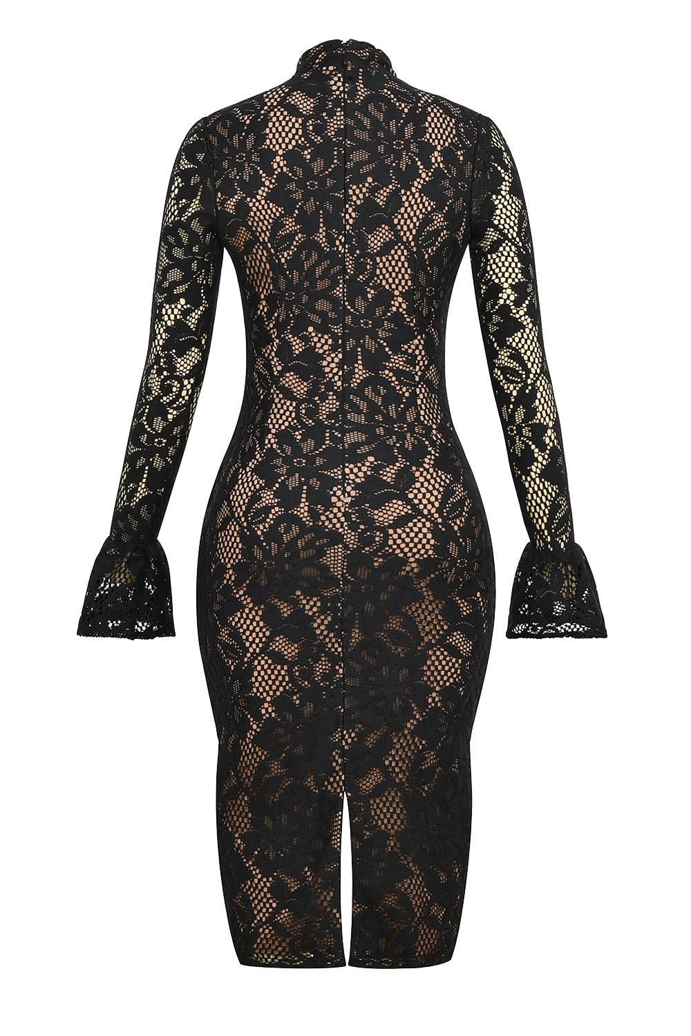 Pierette Black Lace Midi Dress Product Image