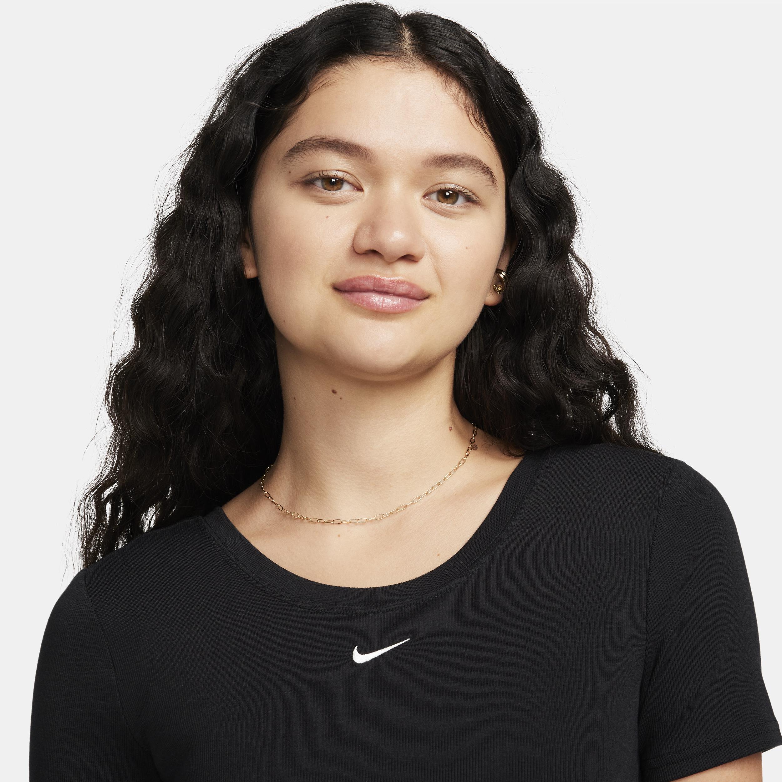 Nike Womens Nike Chill Knit Mini Rib Top - Womens Black/Sail Product Image