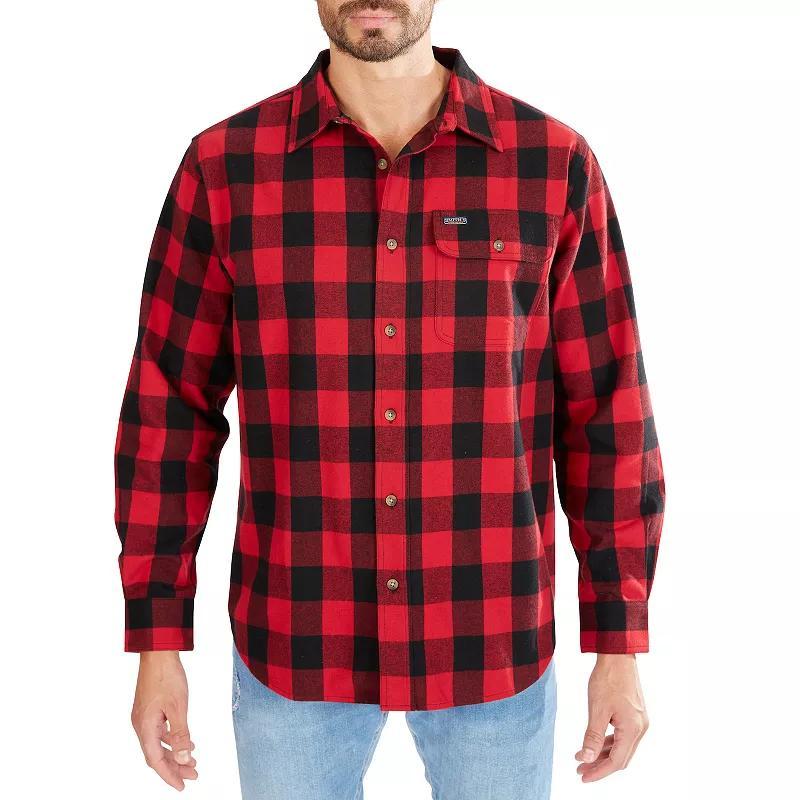 Mens Smiths Workwear Relaxed-Fit Buffalo Plaid Flannel Button-Down Shirt Brown Black Product Image