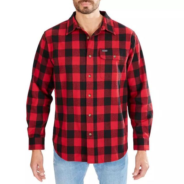 Mens Smiths Workwear Relaxed-Fit Buffalo Plaid Flannel Button-Down Shirt Dark Red Product Image