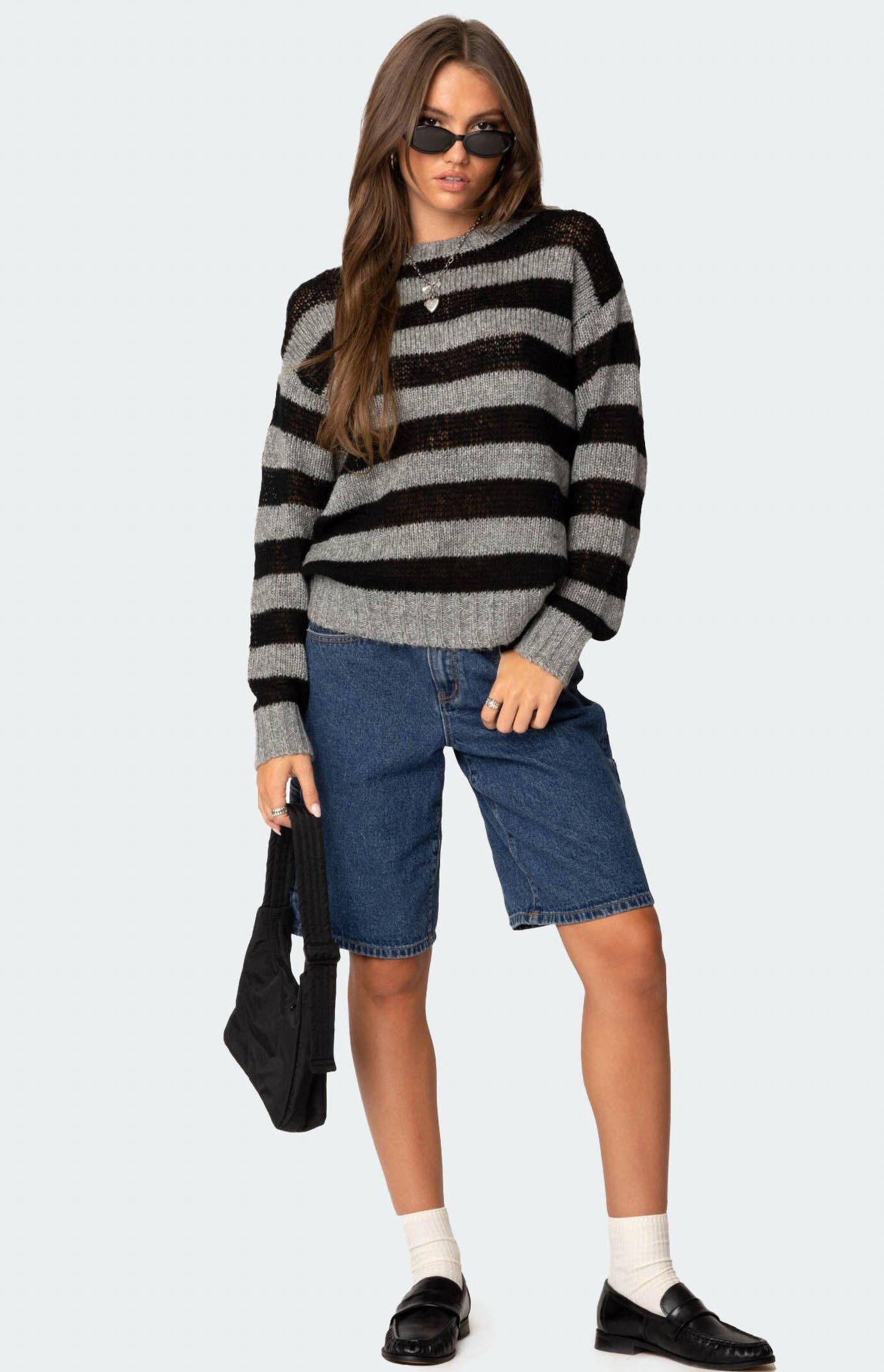 Edikted Women's Light Knit Striped Sweater - Product Image