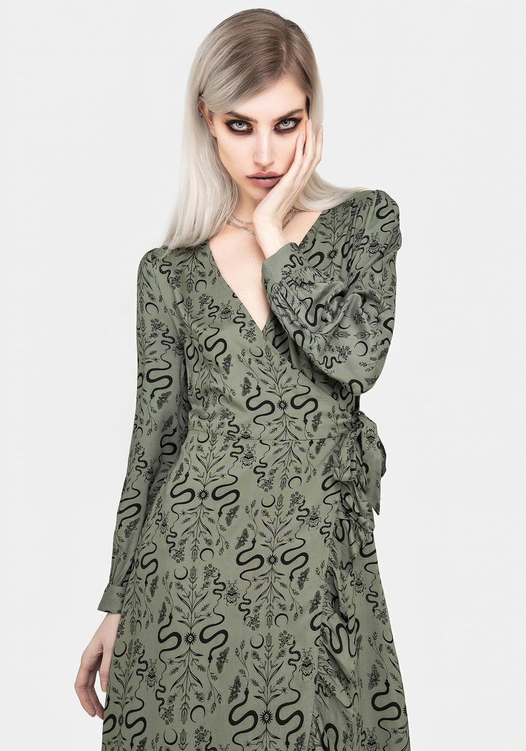 Dominion Snake Print Midi Wrap Dress Product Image