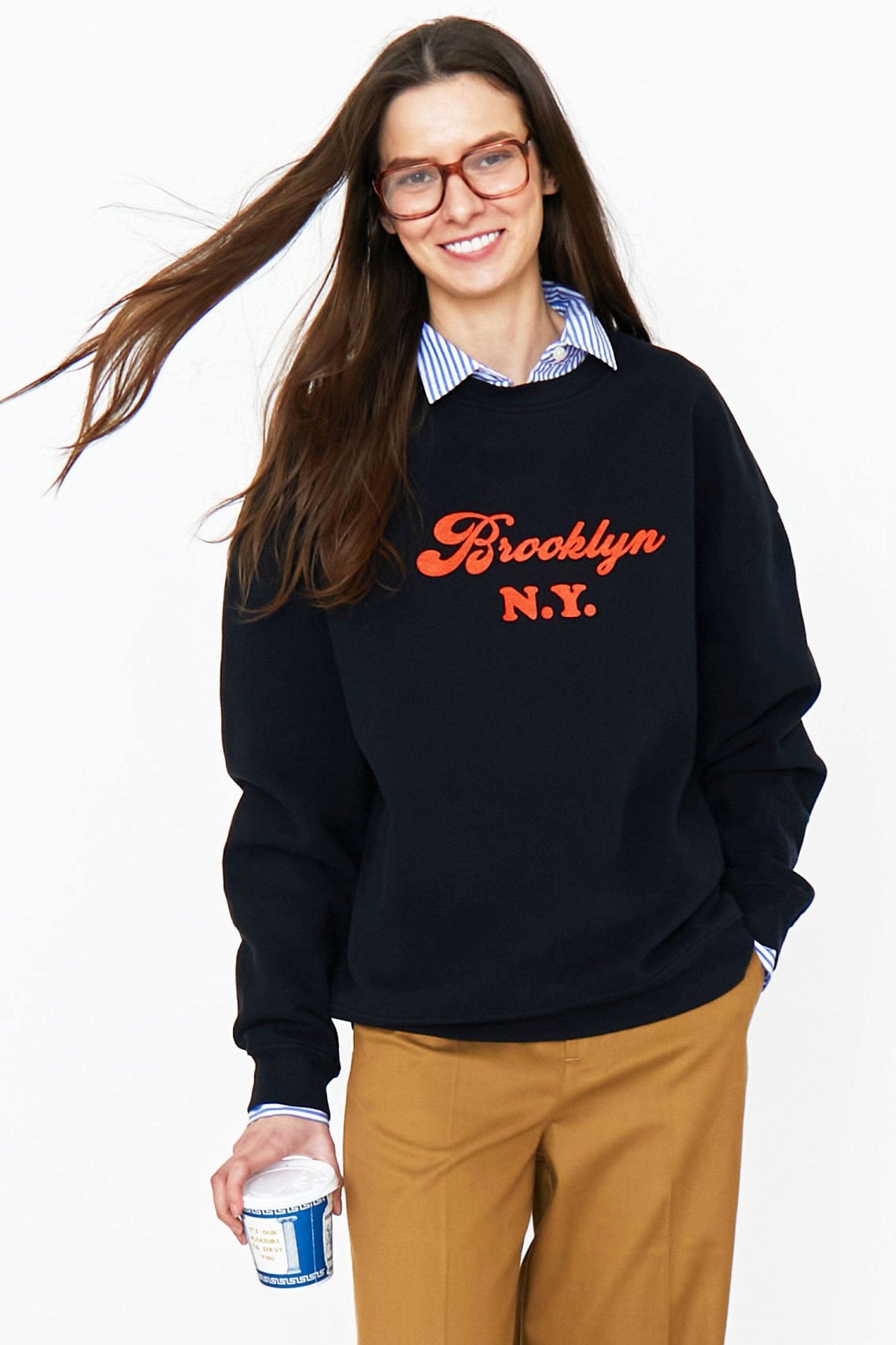 The Oversized Brooklyn Sweatshirt - Black Female Product Image