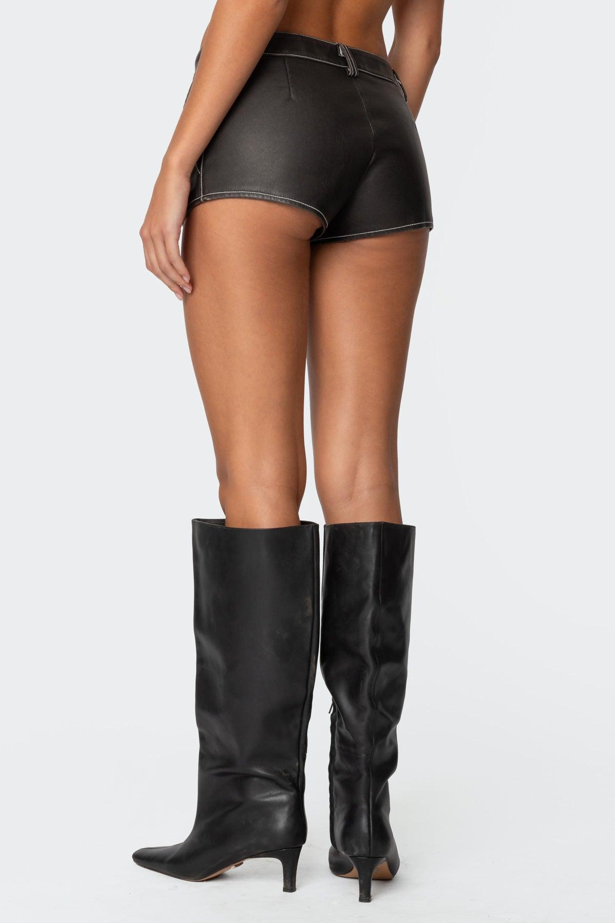 Blaise Faux Leather Micro Shorts Product Image