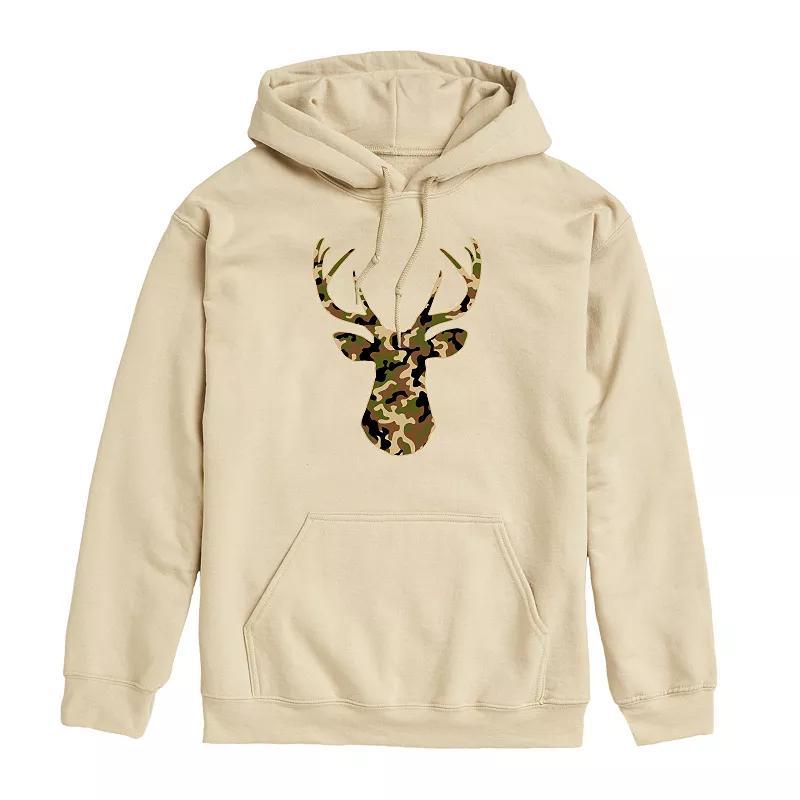 Mens Camo Deer Head Graphic Hoodie Product Image