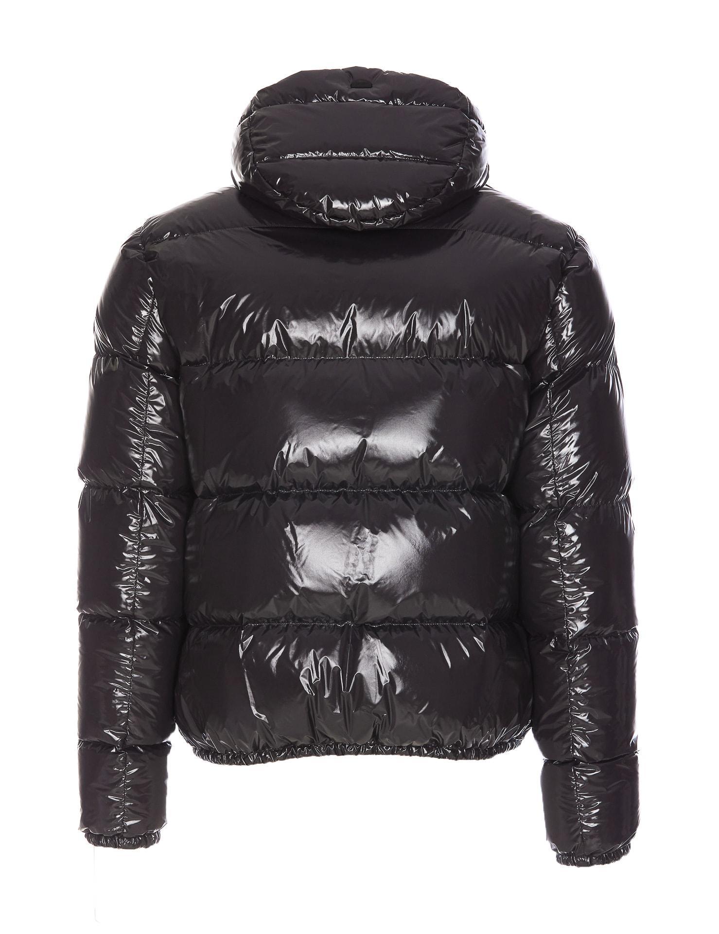 HERNO Black High-gloss Bomber Jacket In Metallic Product Image