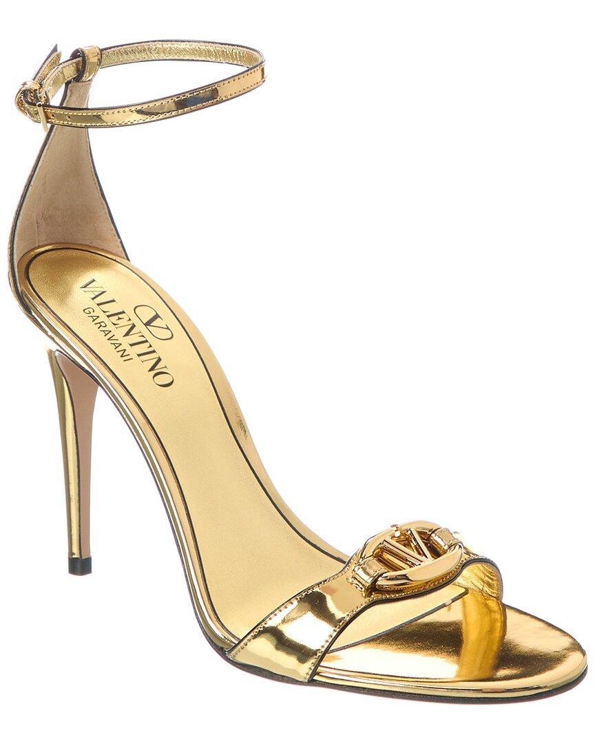 VALENTINO GARAVANI Valentino Vlogo Signature 100 Leather Sandal In Gold Product Image