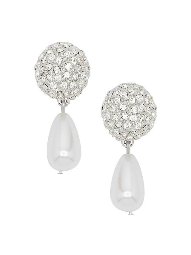 Womens Crystal Ball Crystal Pav & Faux-Pearl Drop Earrings Product Image