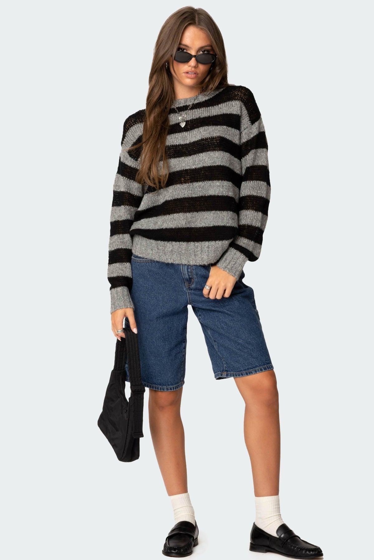 Light Knit Striped Sweater Product Image