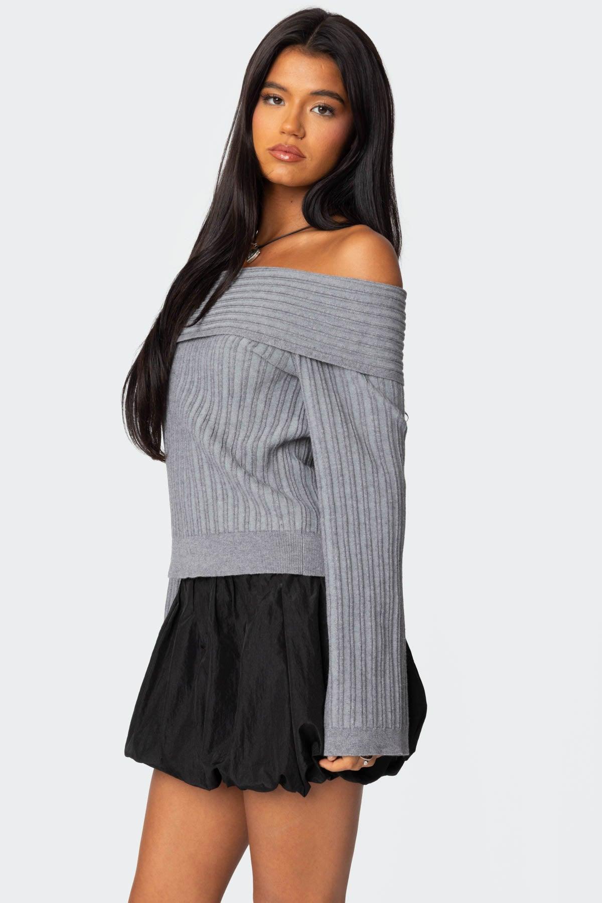 Brandy Fold Over Ribbed Sweater Product Image