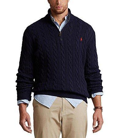 Big & Tall Polo Ralph Lauren Cable Knit Cotton 1 4-Zip Sweater Product Image