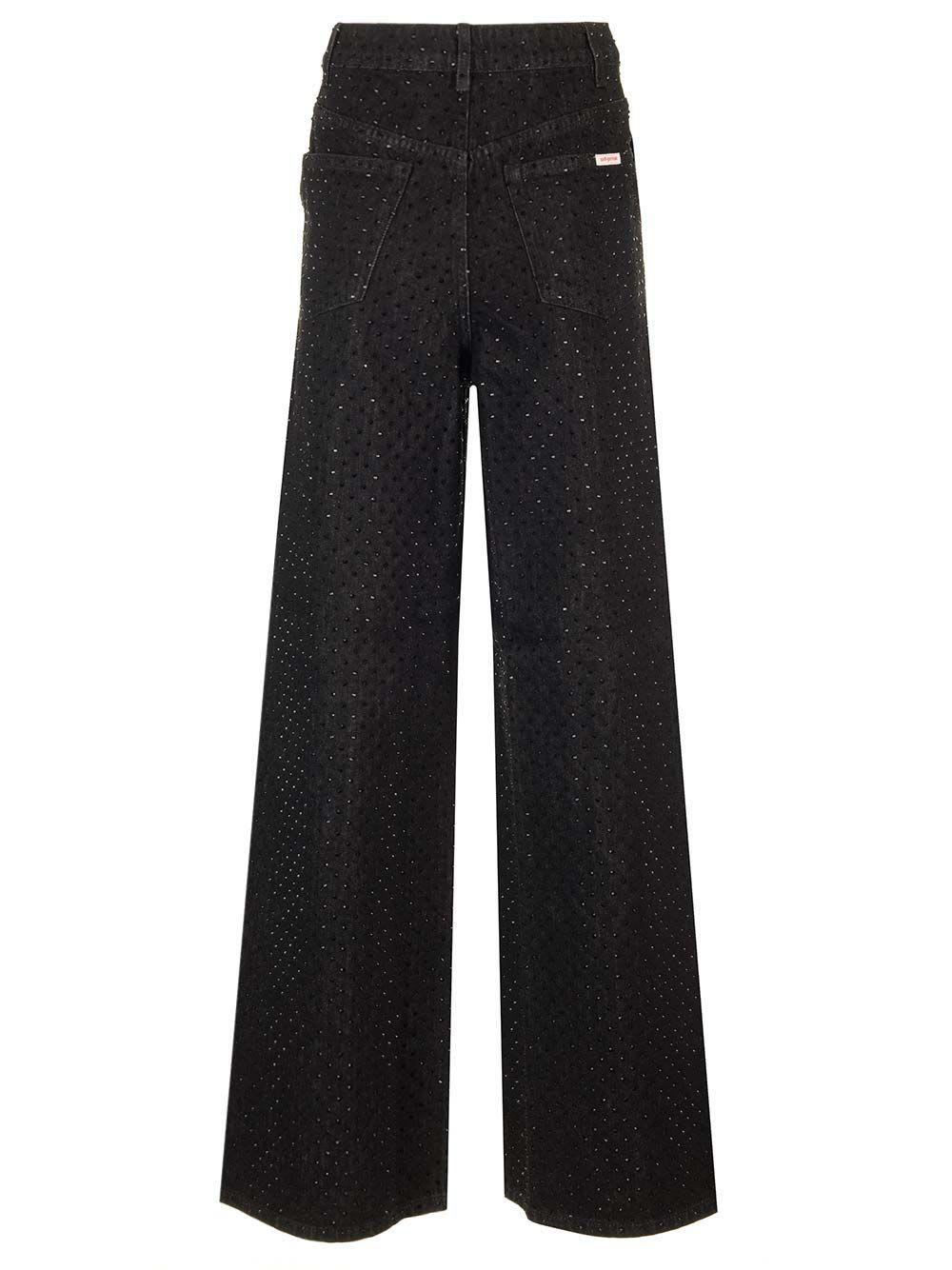 Rhinestone Jeans In Black Product Image