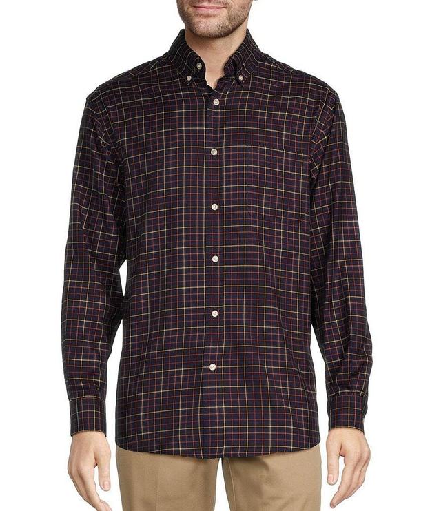 Roundtree & Yorke Long Sleeve Windowpane Plaid Oxford Sport Shirt Product Image