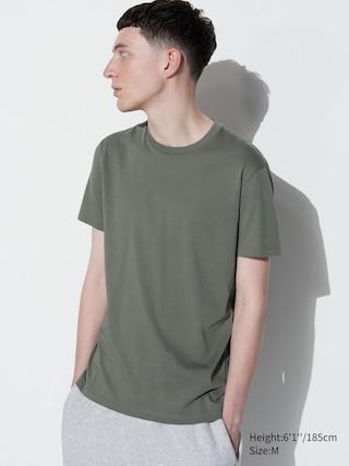 Mens Dry Color Crew Neck T-Shirt with Quick-Drying Olive Large UNIQLO US Product Image