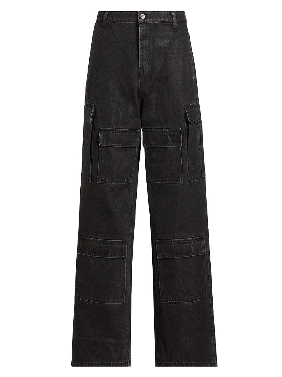 Mens Waxed Cotton Wide-Leg Cargo Pants Product Image