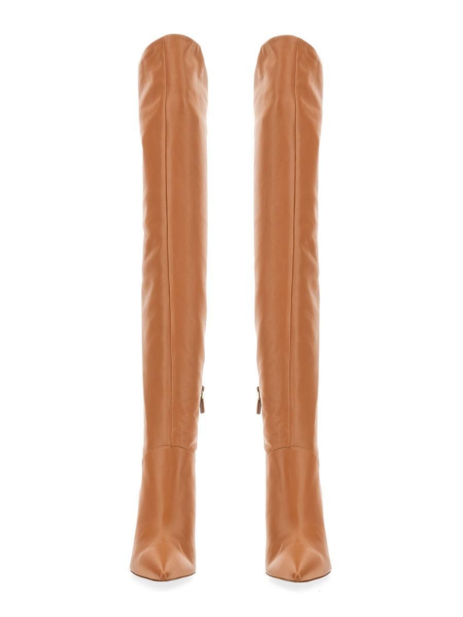 STUART WEITZMAN Saloon Leather Wedge Boots In Toffee Product Image