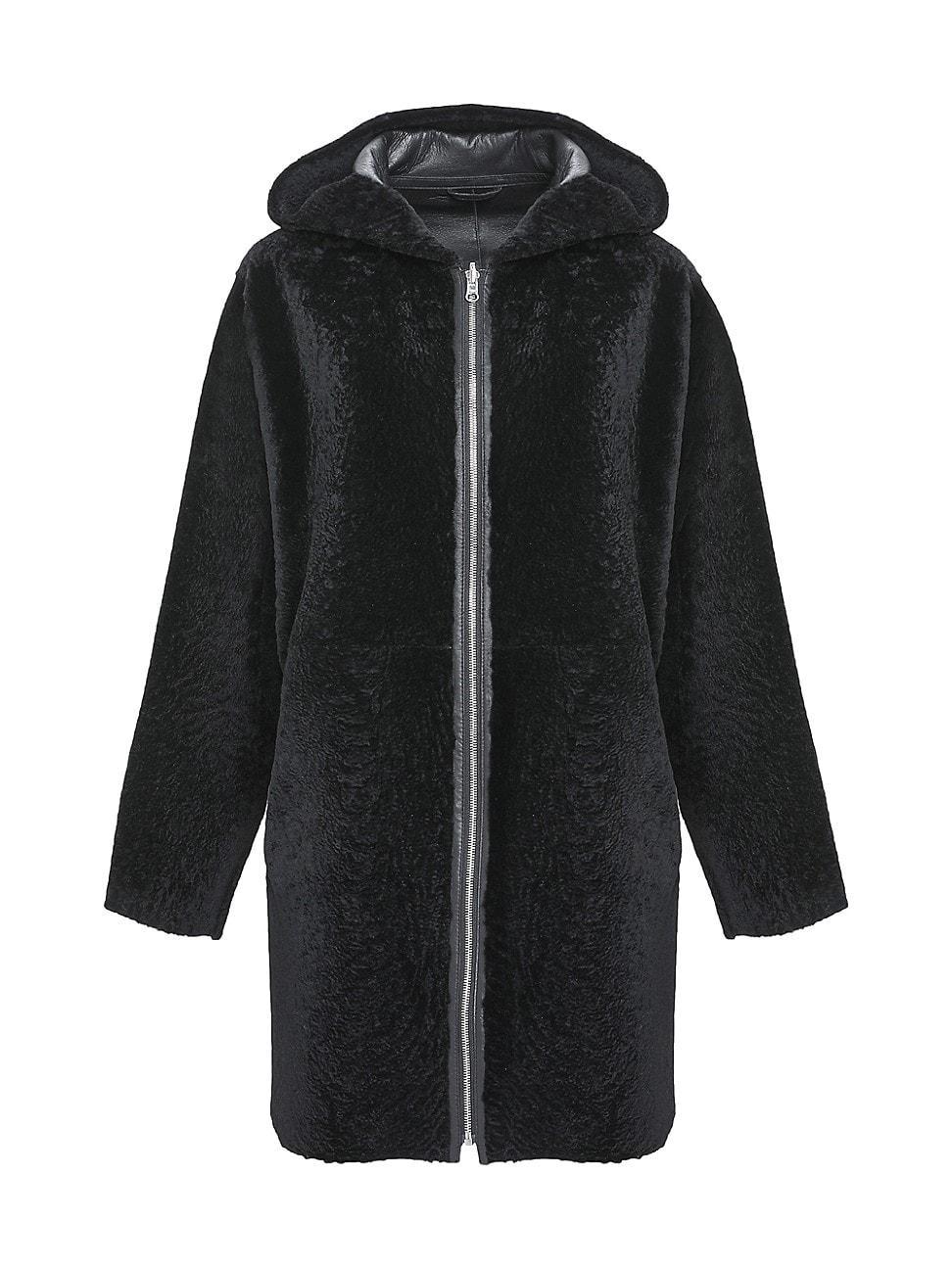 Womens Reversible Textured Shearling Lamb Parka Product Image