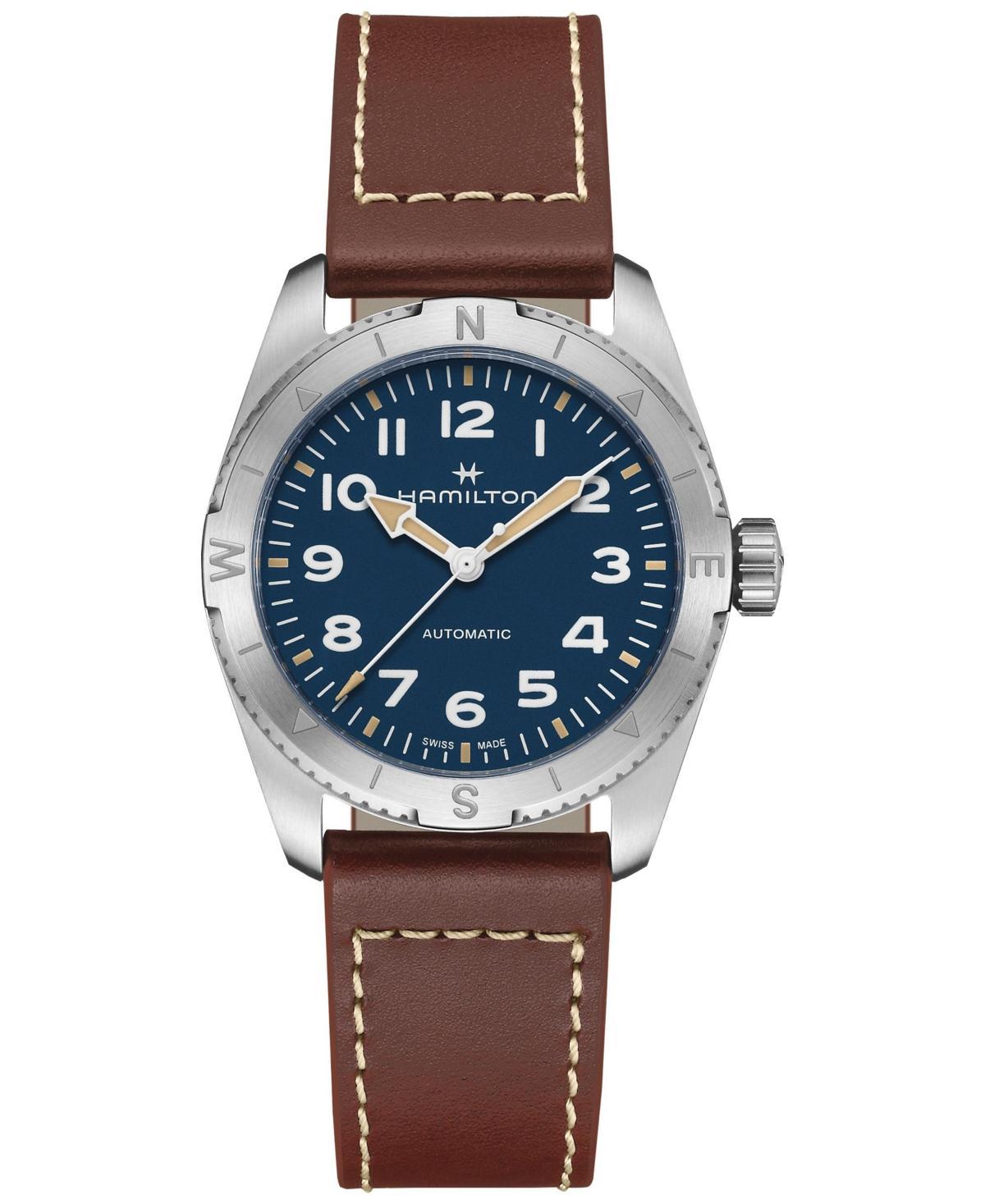 Hamilton Womens Swiss Automatic Khaki Field Expedition Brown Leather Strap Watch 37mm Product Image