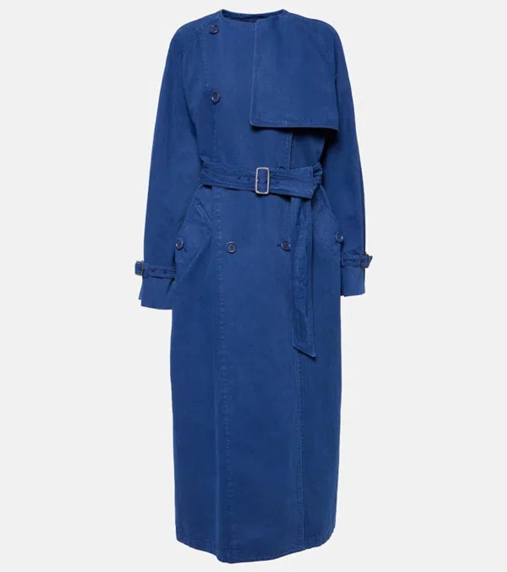 MAX MARA Calao Long Denim Trench Coat In Blue Product Image