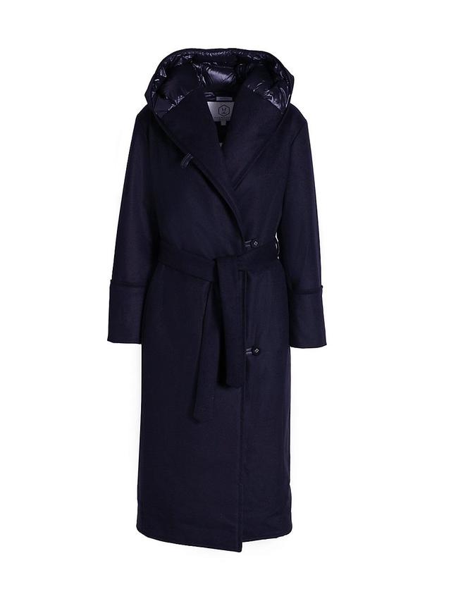 Womens Wool-Blend Down Hooded Wrap Coat Product Image