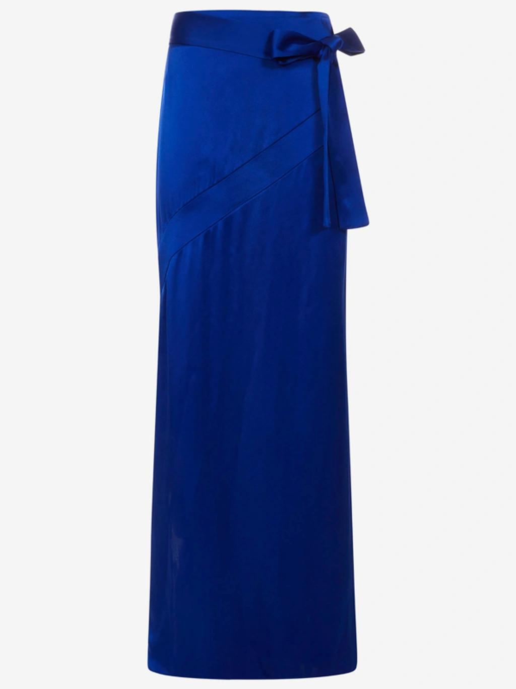 TOM FORD Bow-waist Satin Maxi Skirt In Blue Product Image