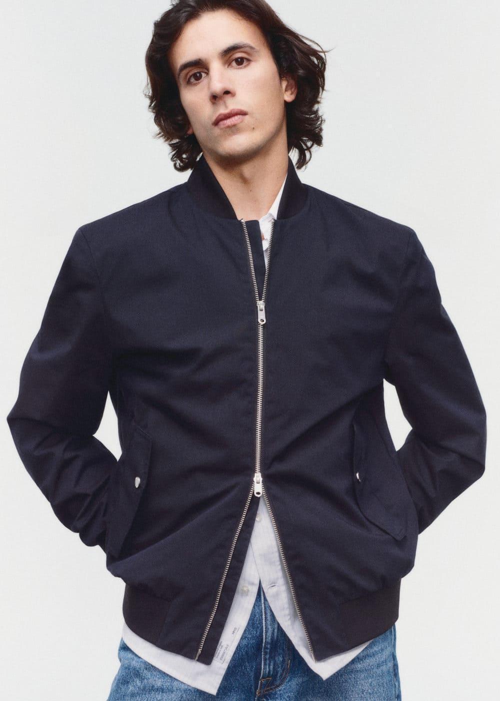 MANGO MAN - Water repellent bomber jacket dark navyMen Product Image