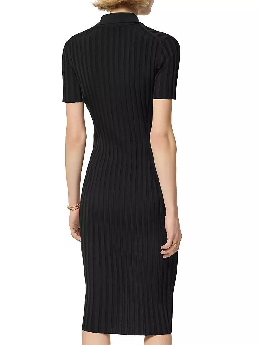 Button-Front Rib-Knit Dress Product Image