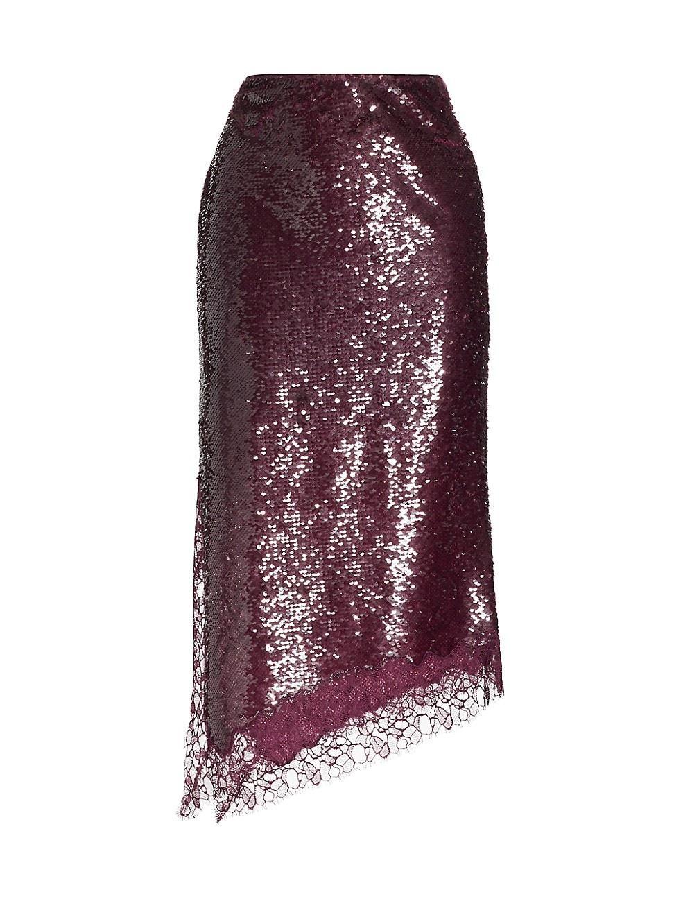 Womens Amrita Sequined & Lace Midi-Skirt Product Image