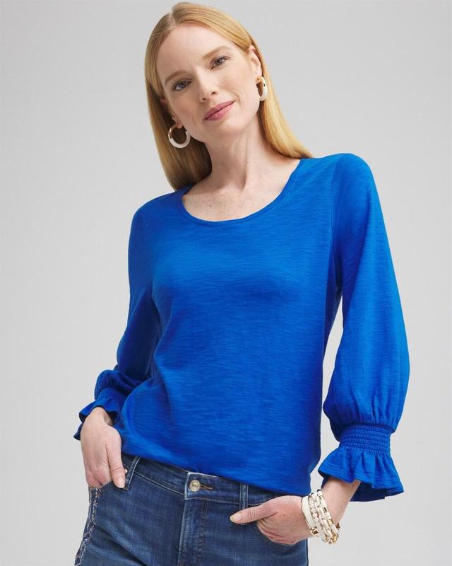 Chico's Women's Smocked 3/4 Sleeve T-Shirt Product Image