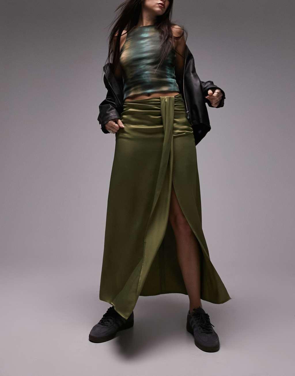 Topshop tuck split midi skirt Product Image