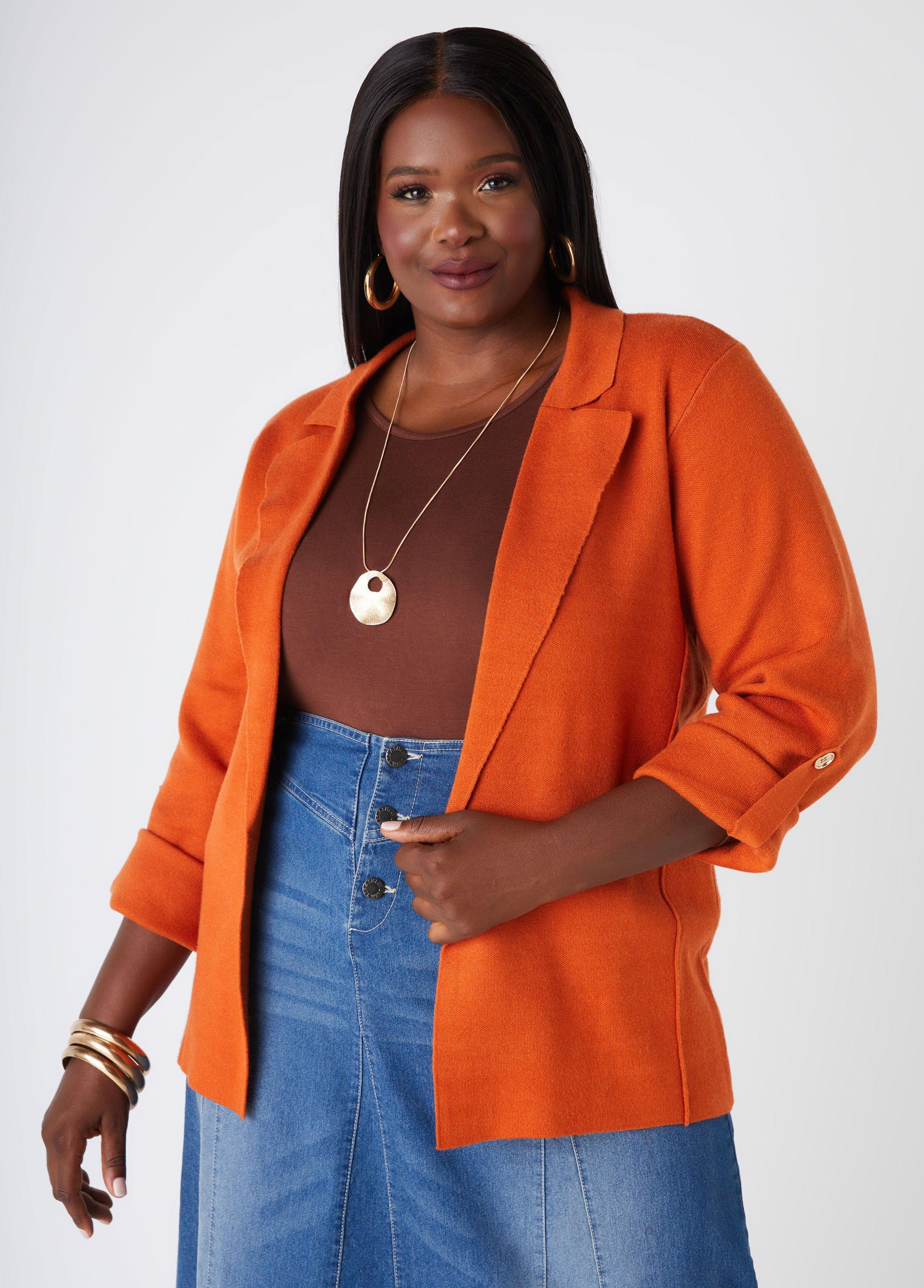 Plus Size Seam Detailed Knit Blazer Ashley Stewart Product Image