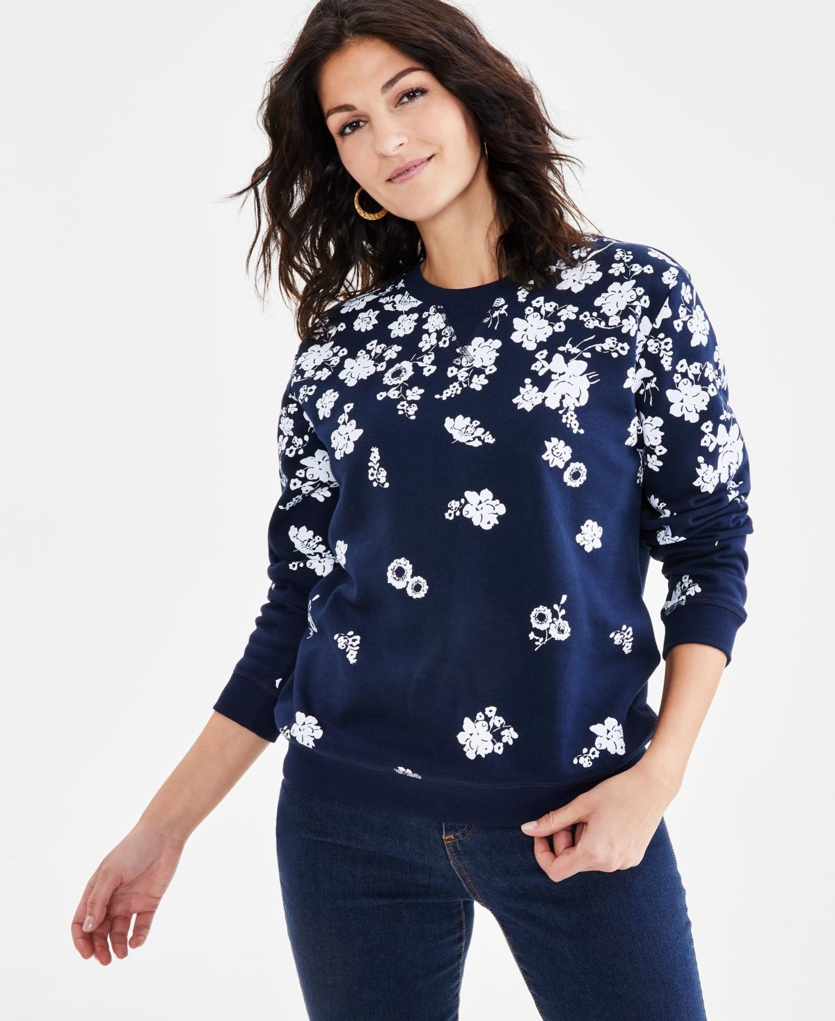 Petite Raining Flower Printed Long-Sleeve Sweatshirt, Created for Macy's Product Image