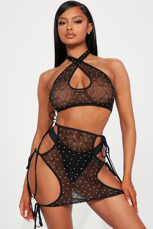 Weekend In The Desert Rhinestone 3 Piece Dance Set - Black Product Image