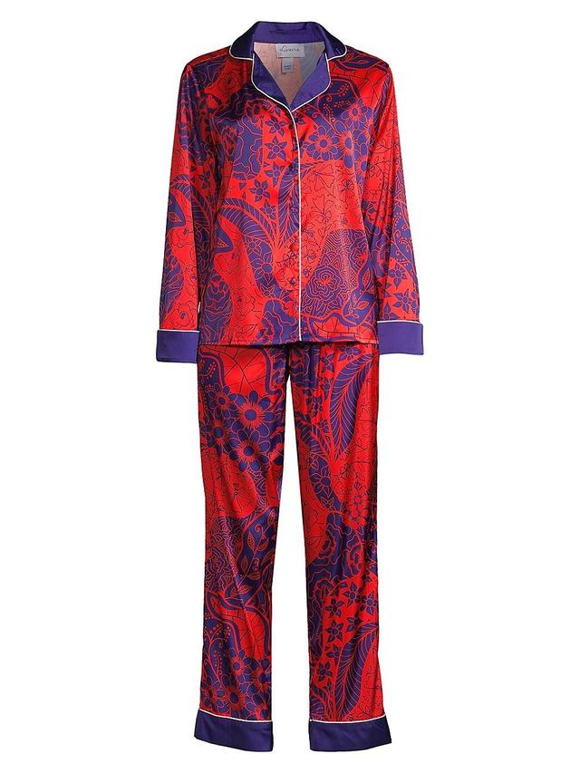 Womens Floral Print Long Pajama Set Product Image