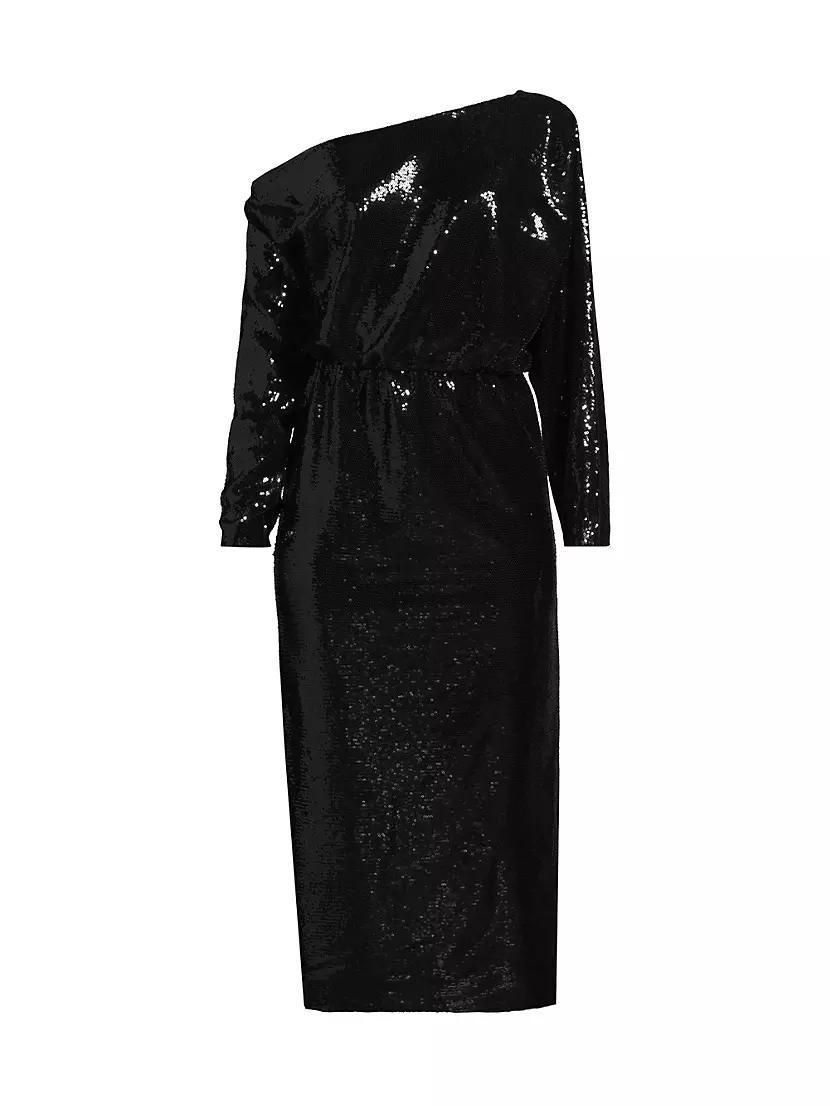 Sequined One-Shoulder Blouson Maxi Dress Product Image