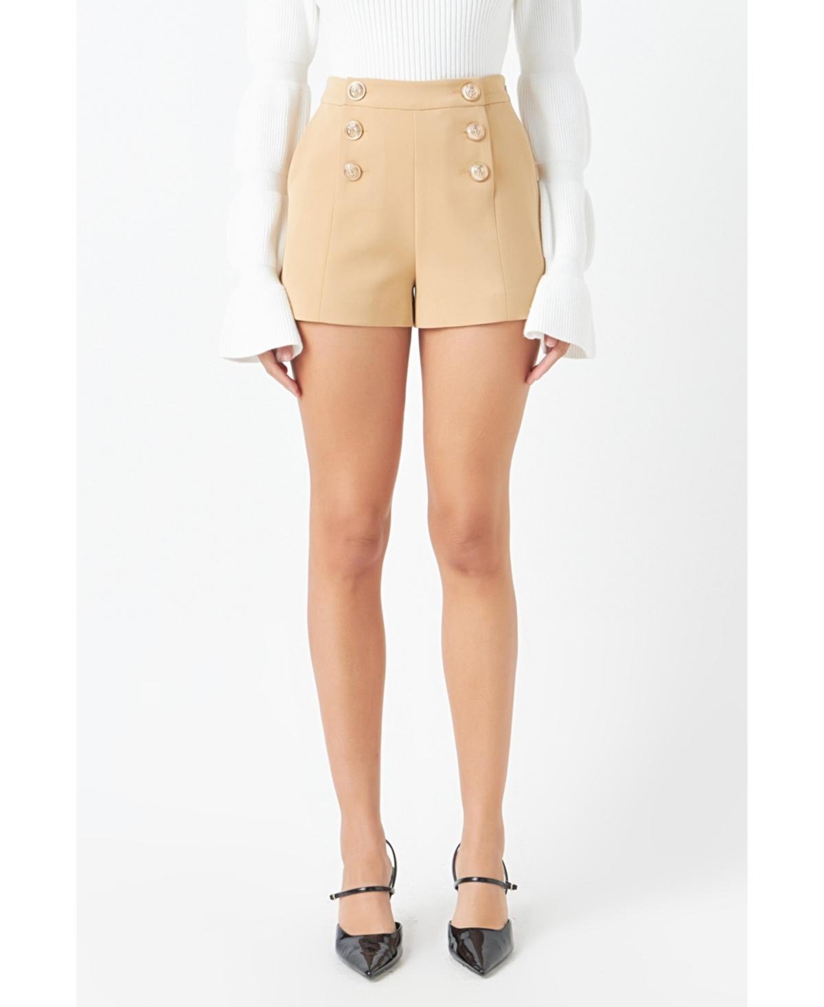 Womens Gold Color Button Detail Shorts product image