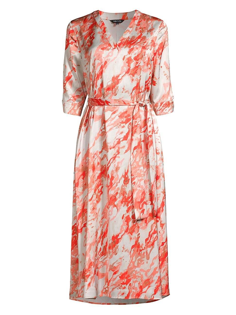 Womens Marble Crepe De Chine Midi-Dress Product Image