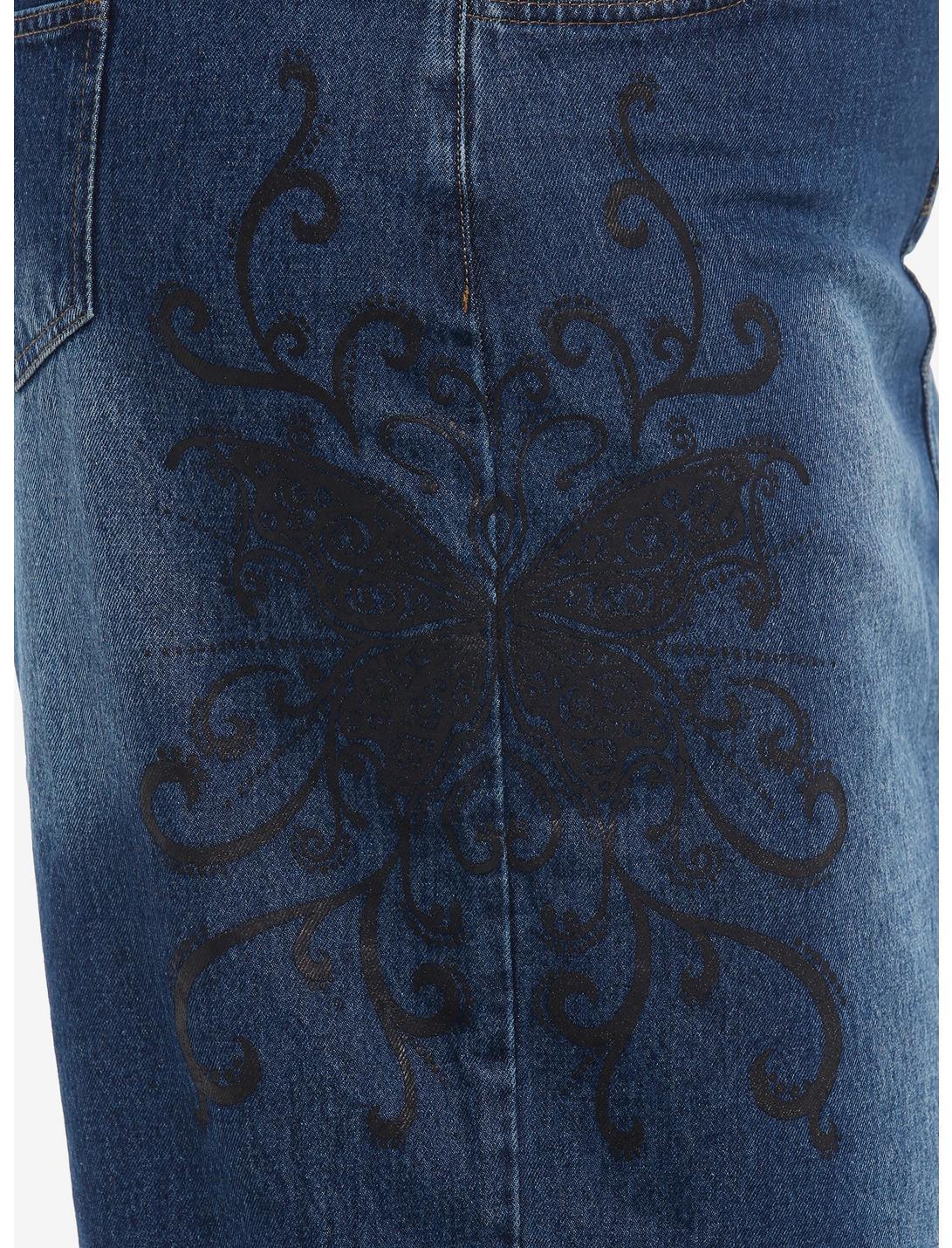 Daisy Street Butterfly Print Denim Midi Skirt Plus Size Product Image