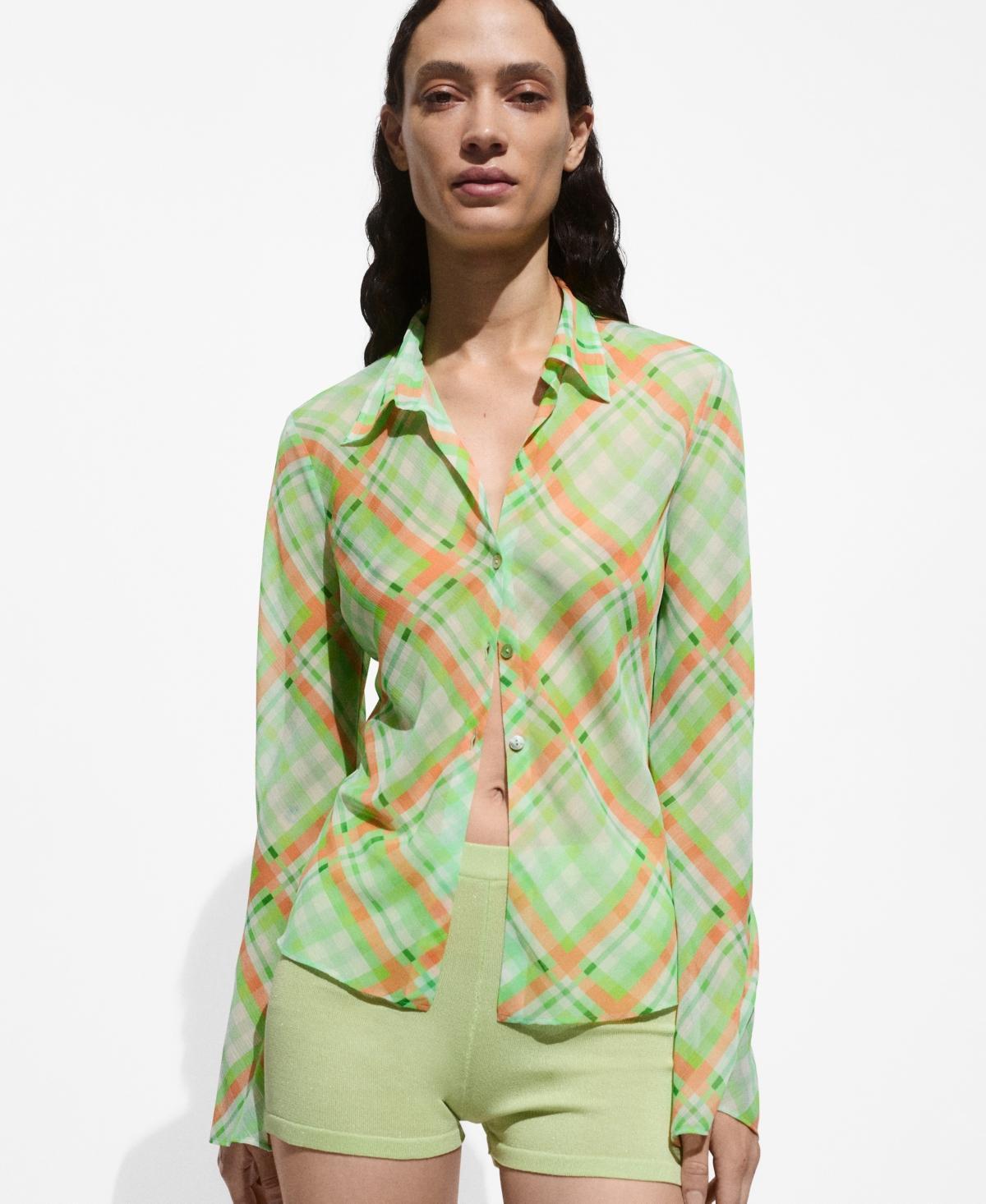 Women's Check-Print Shirt Product Image