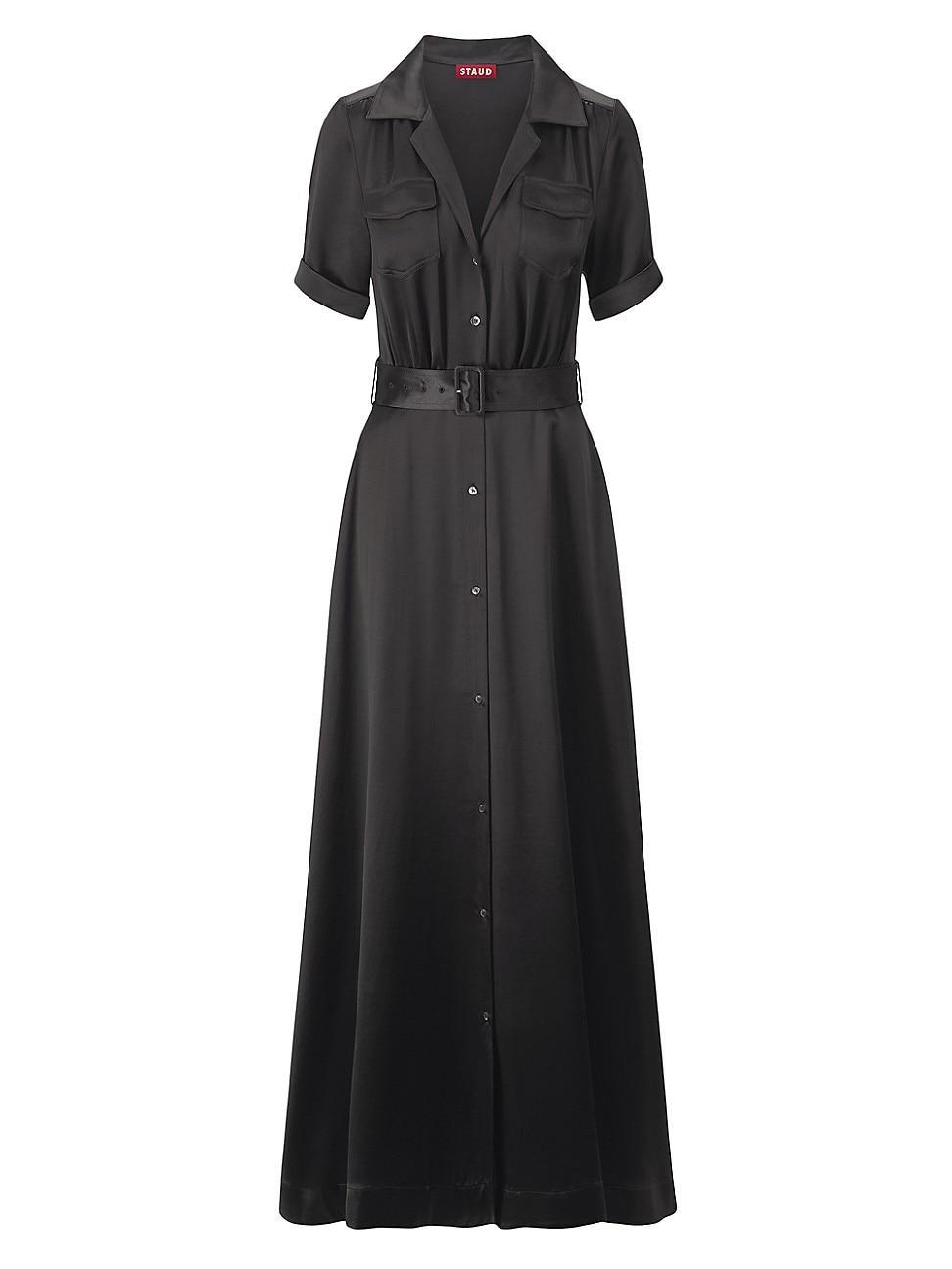 Womens Millie Satin Belted Maxi Shirtdress Product Image