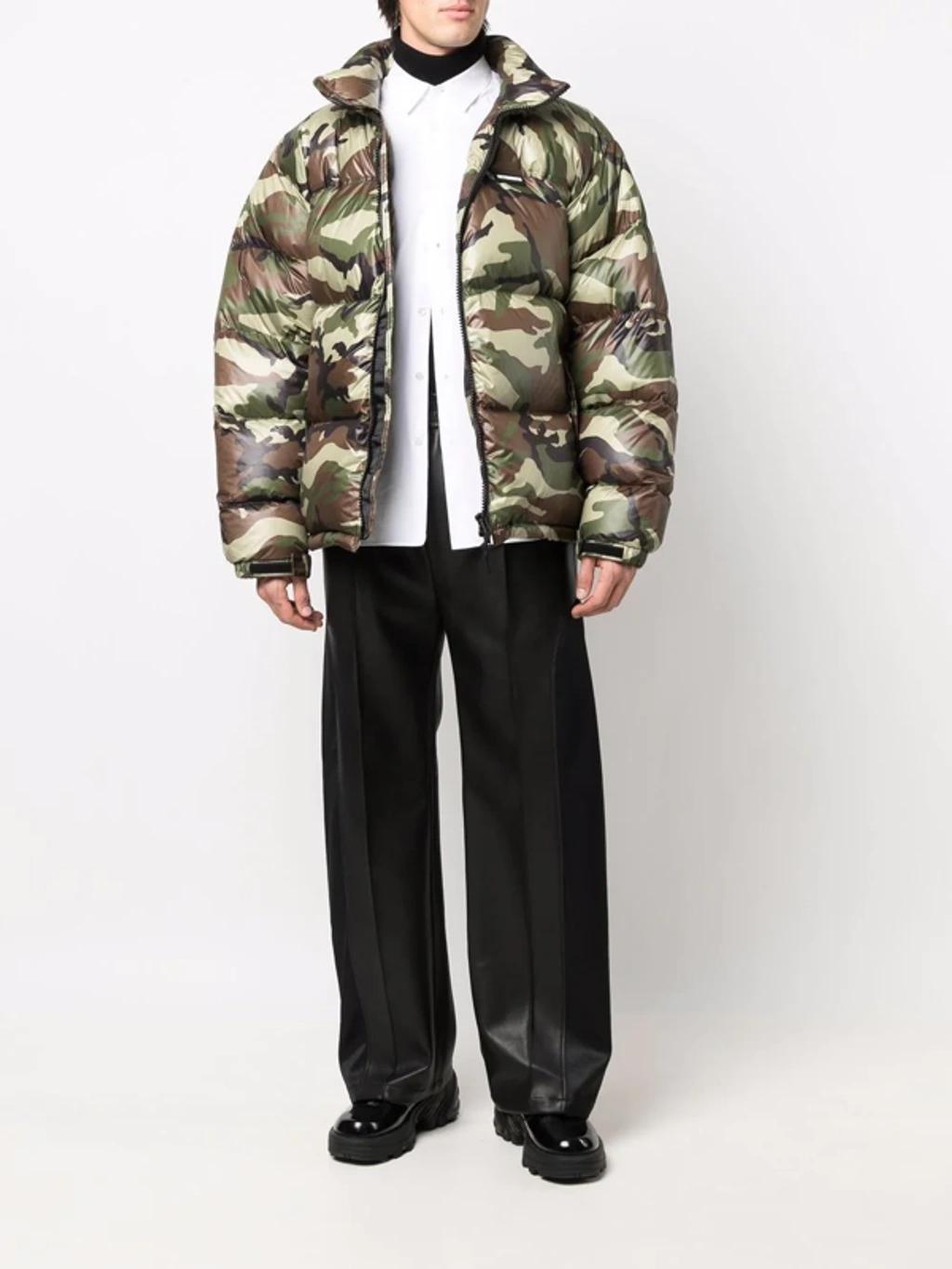 Camouflage-print Logo Puffer Jacket In Green Product Image